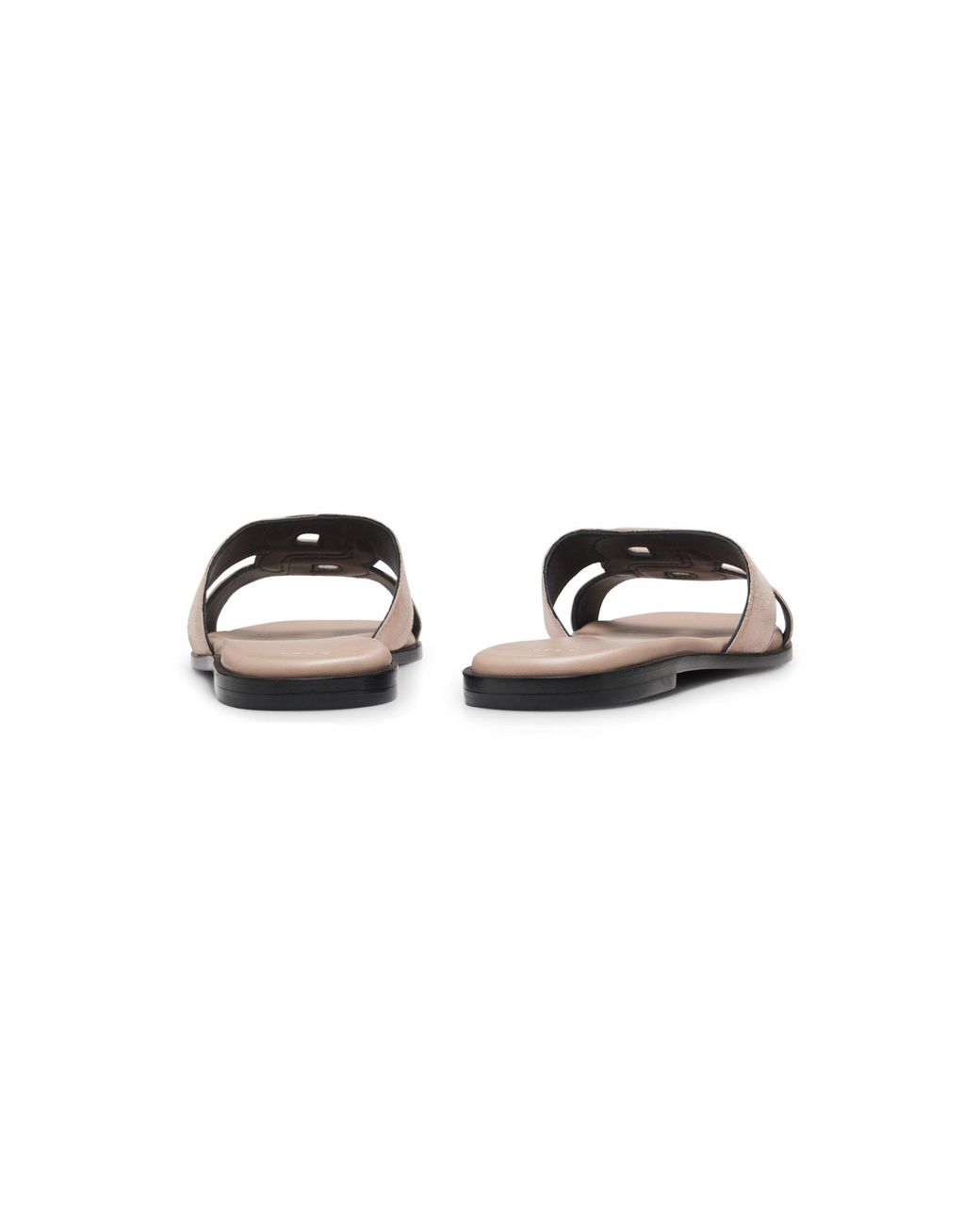 Boss Pink Suede Slides With Stitched Double B Monogram