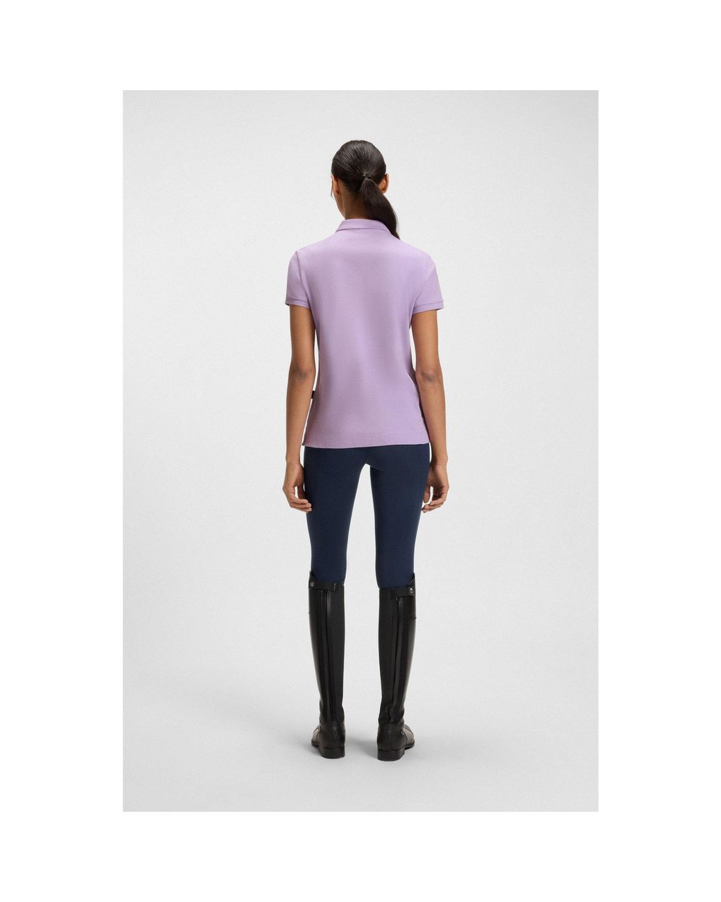 Boss Purple Equestrian Stretch-Cotton Polo Shirt With Double B Monogram