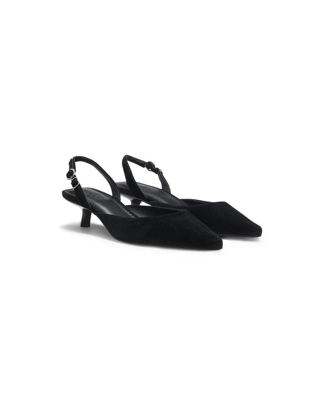 HUGO Black Kitten-Heel Slingbacks