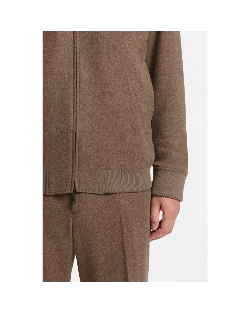 Boss Brown Slim-Fit Zip-Up Jacket for men