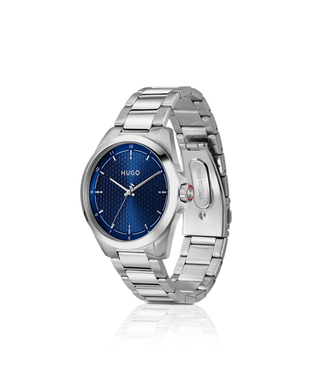 HUGO Blue Seam Stainless-Steel Watch With Textured Dial for men