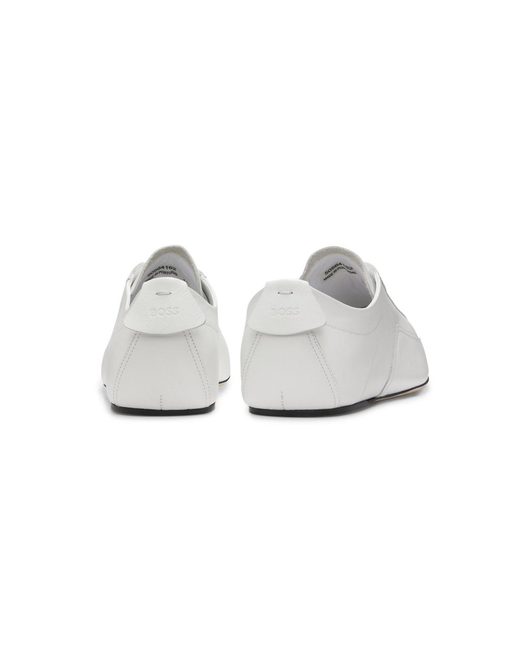 Boss White Nappa-Leather Trainers With Deed Logo for men