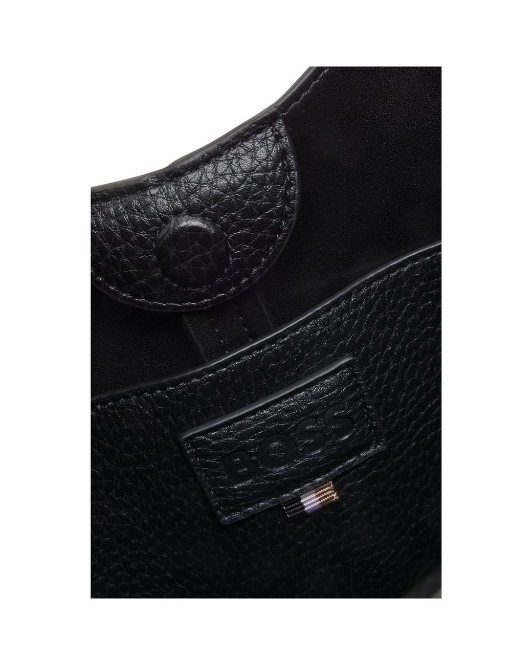 Boss Black Faux-Leather Hobo Bag With Emed Logo