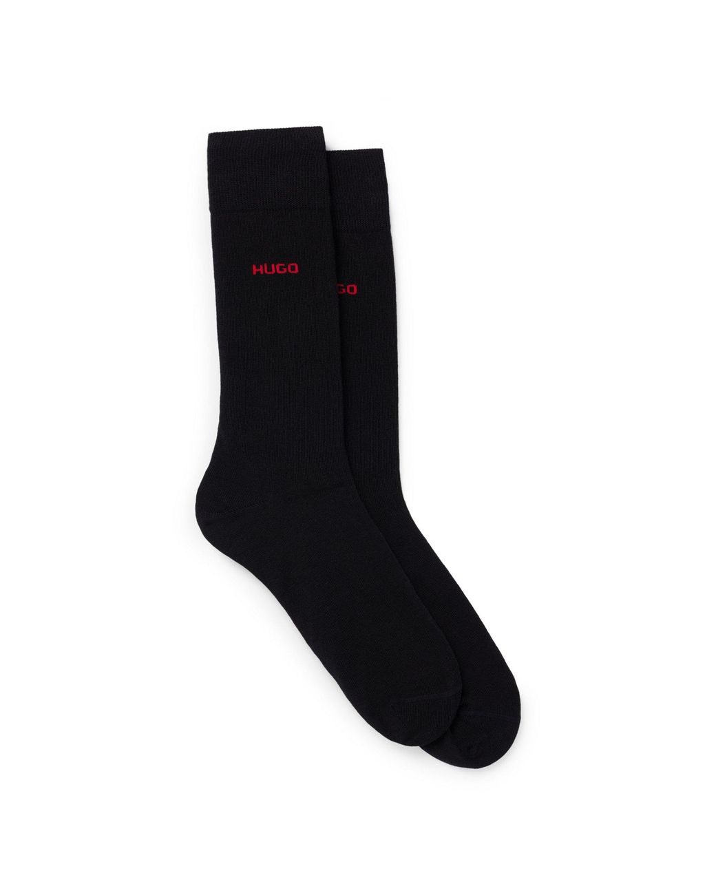 HUGO Black 2 Pack Of Logo Socks for men