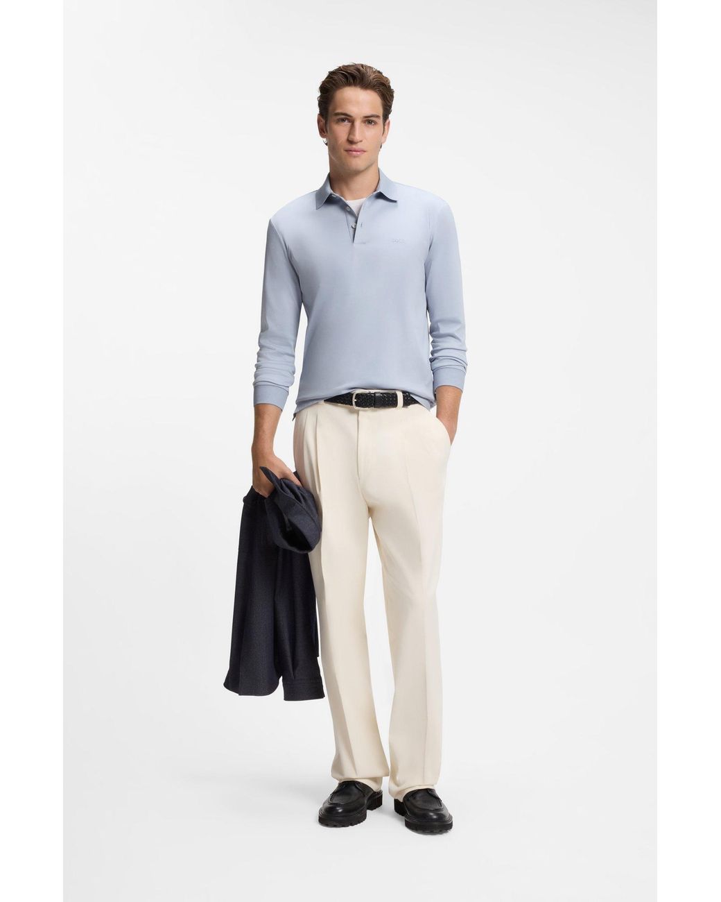 Boss Poloshirt Met Lange Mouwen in het Blue voor heren