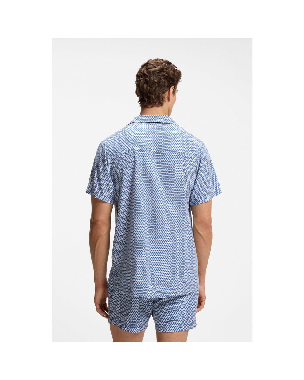 Boss Blue Regular-Fit Shirt With All-Over Print for men