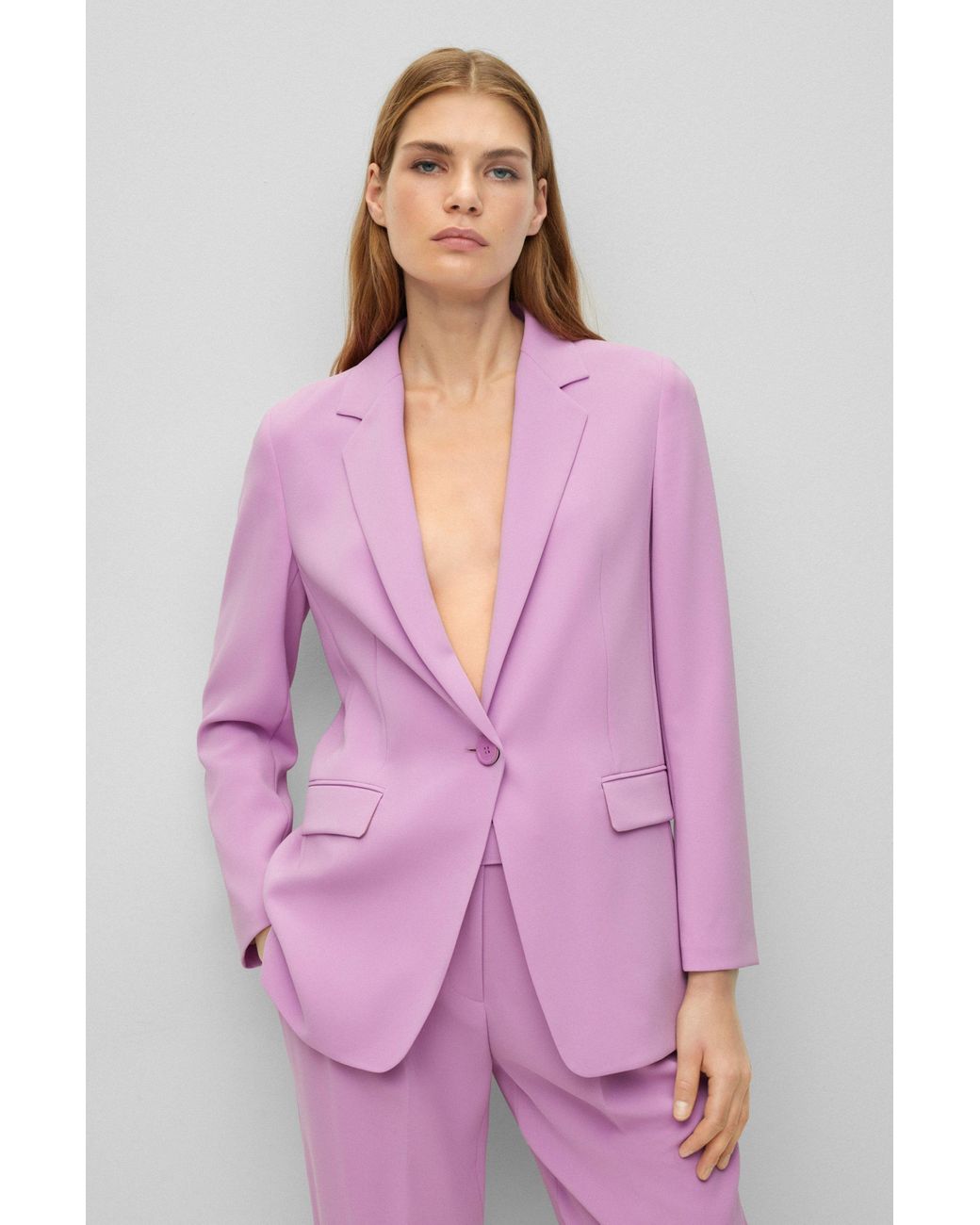 BOSS by HUGO BOSS Relaxed-fit Jacket In Crease-resistant Japanese Crepe in  Pink | Lyst