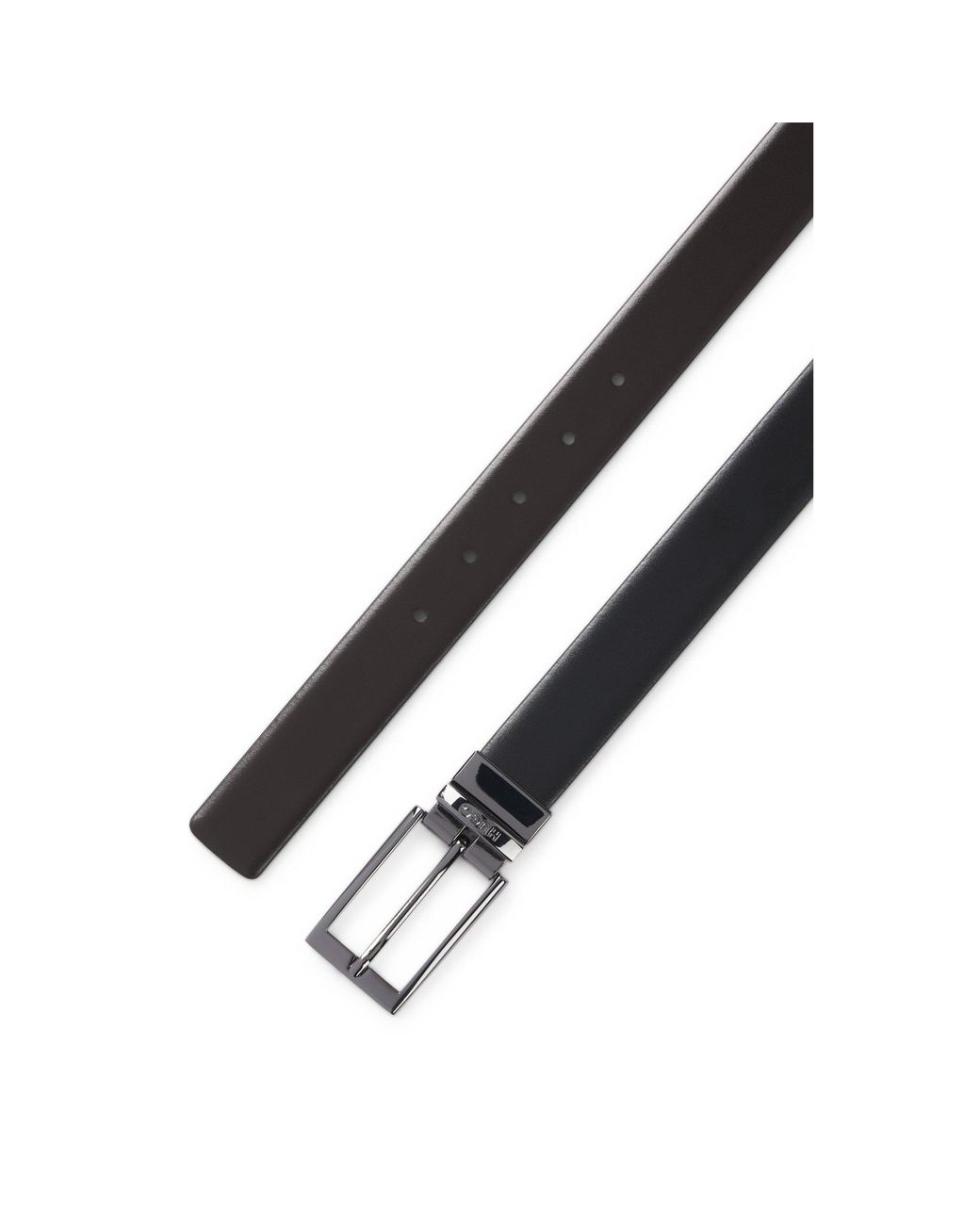 HUGO Black Reversible Leather Belt With Branded Keeper for men