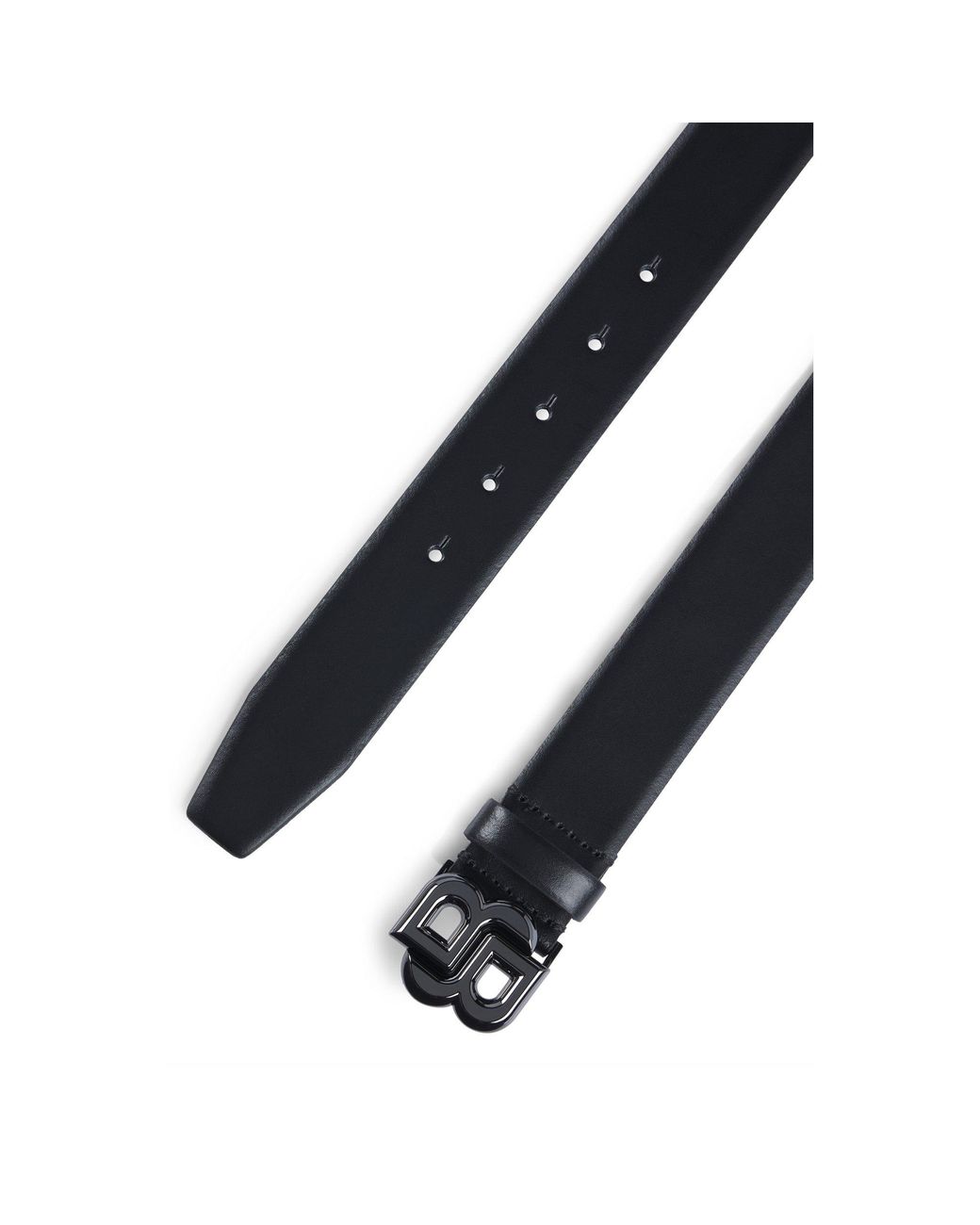 Boss Black Italian-Leather Belt With Double B Monogram Buckle for men
