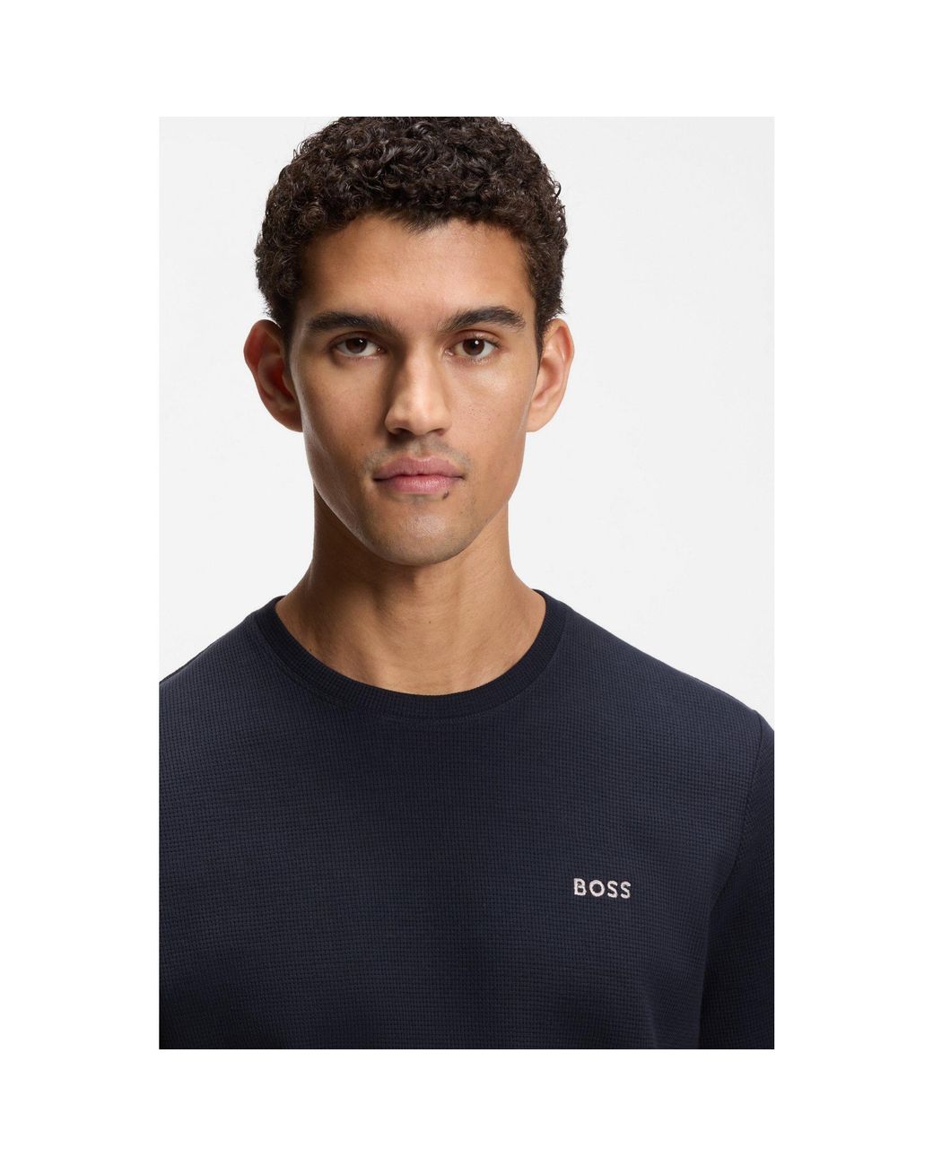 Boss Black Waffle-Knit Pyjama Top for men