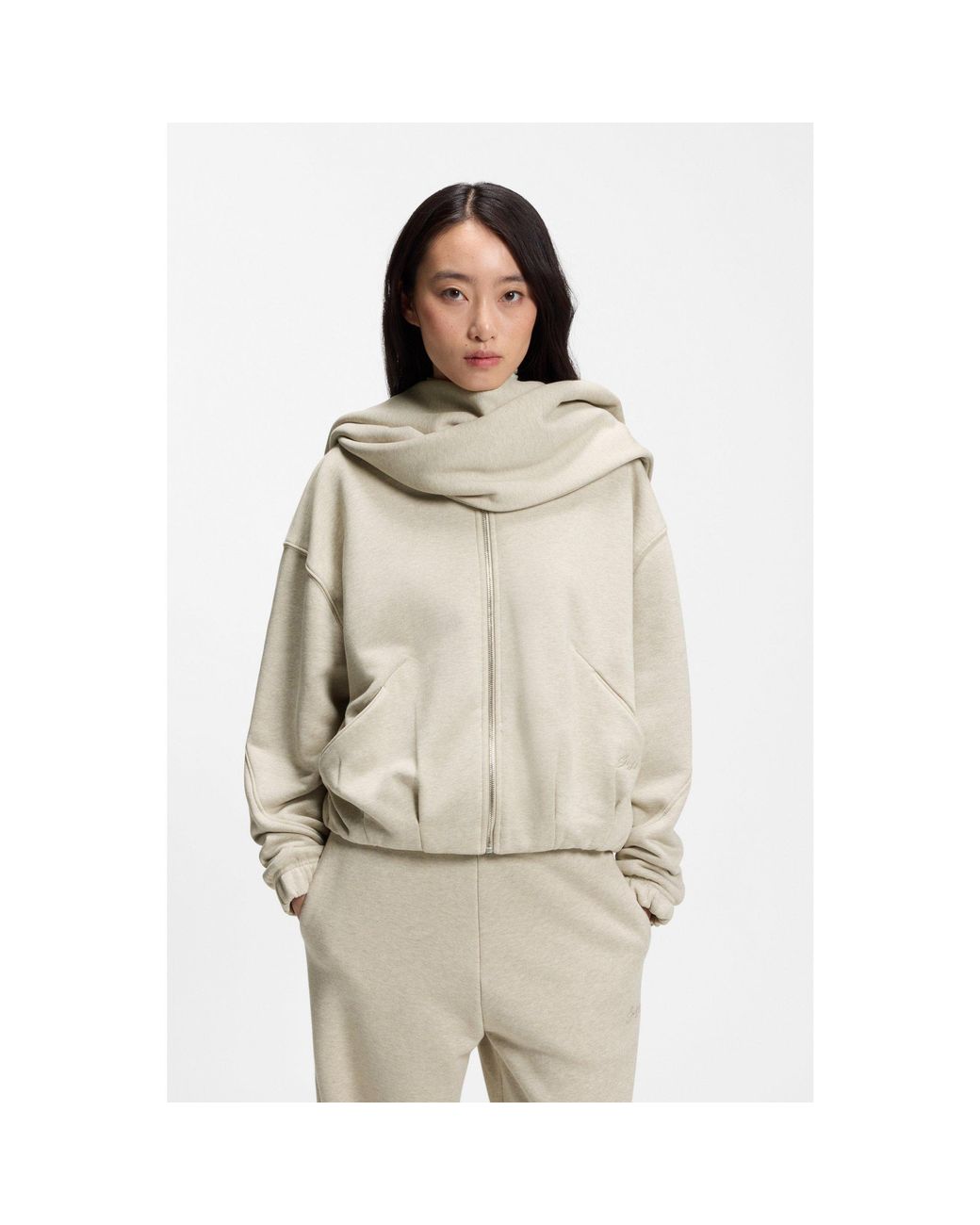 Boss Natural Loose-Fit Zip-Up Sweatshirt