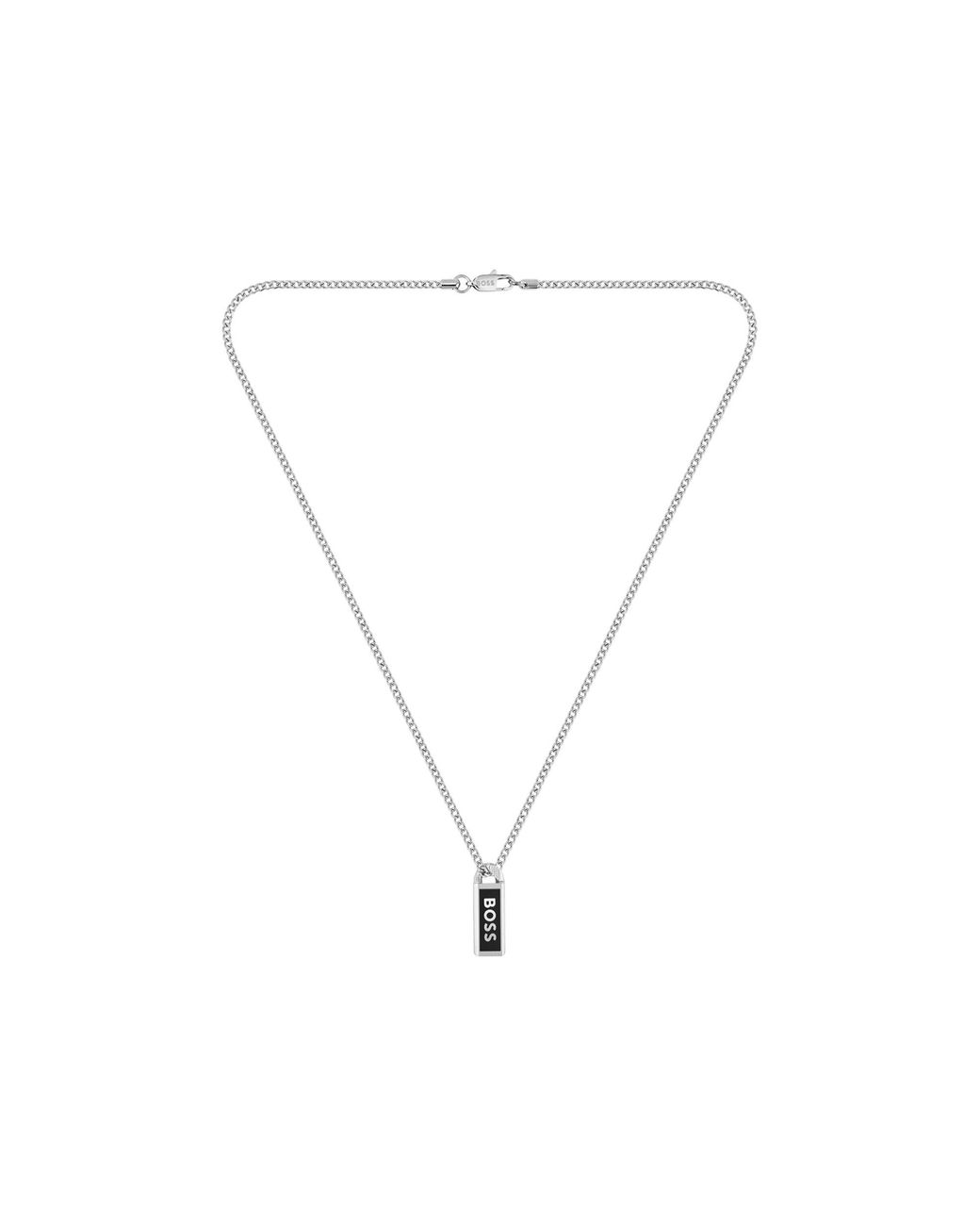 Boss Metallic Necklace With Logo Plate for men