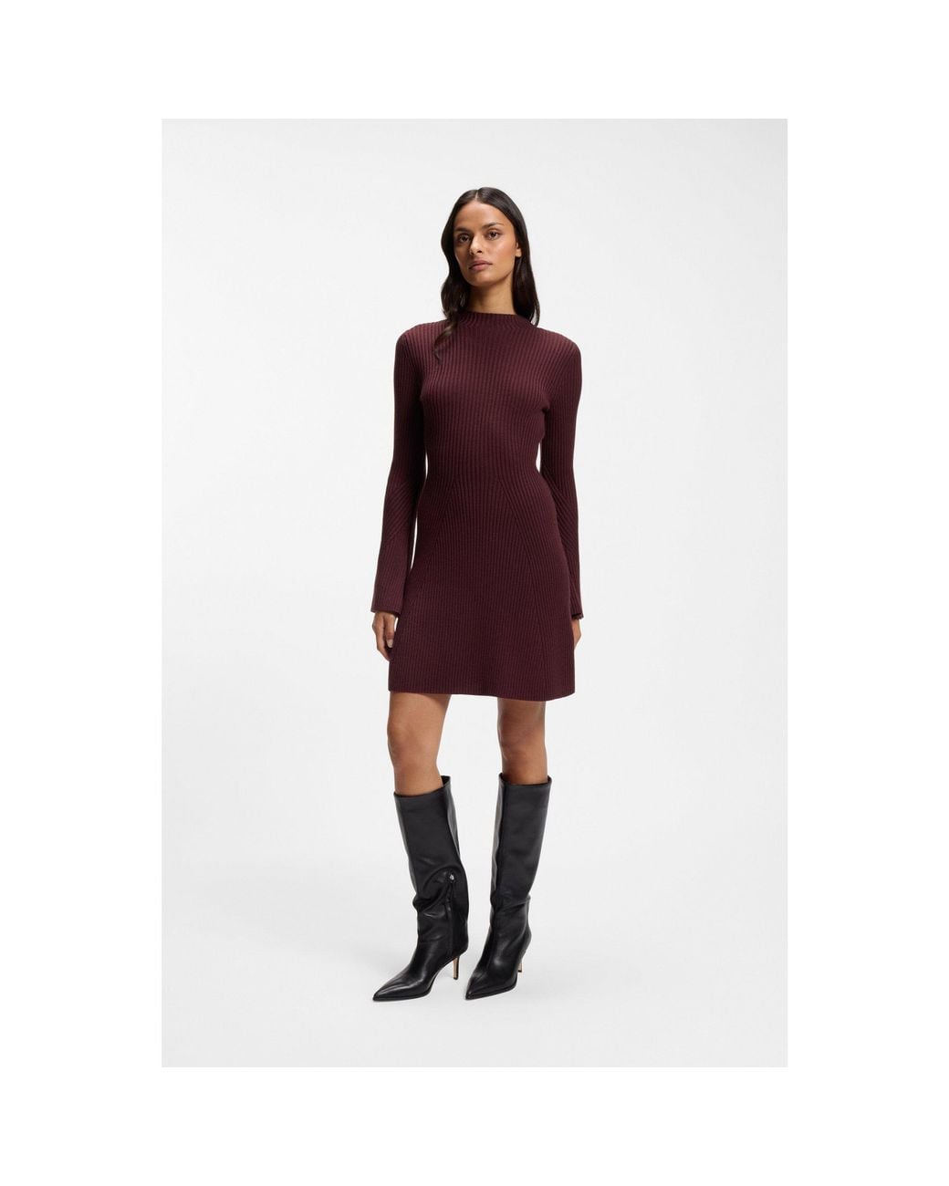 Boss Red Ribbed Slim-Fit Dress