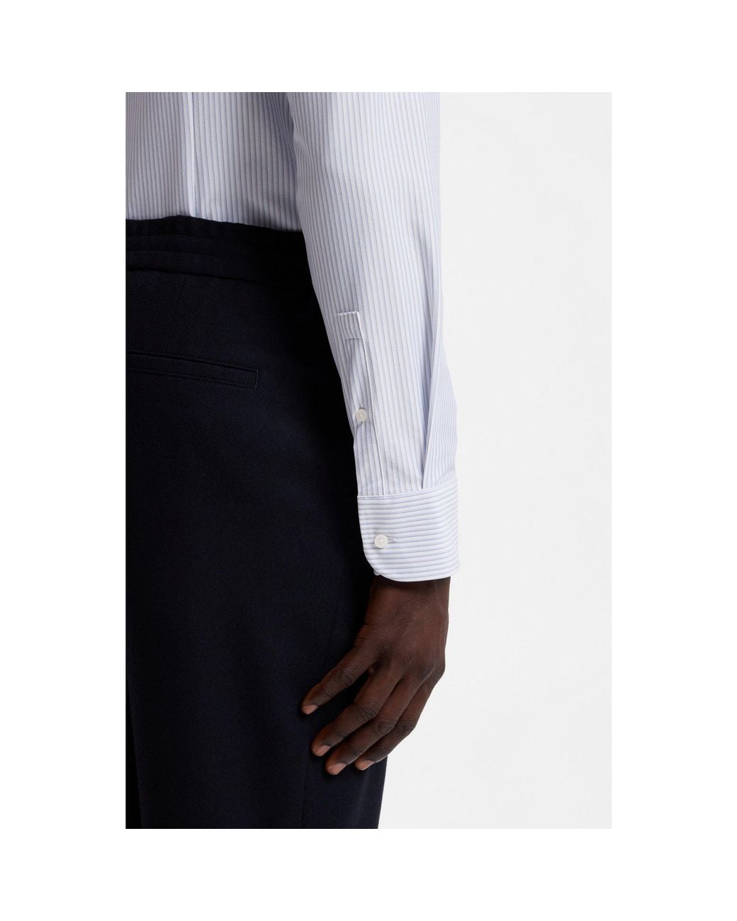 Boss White Striped Slim-Fit Business Shirt for men