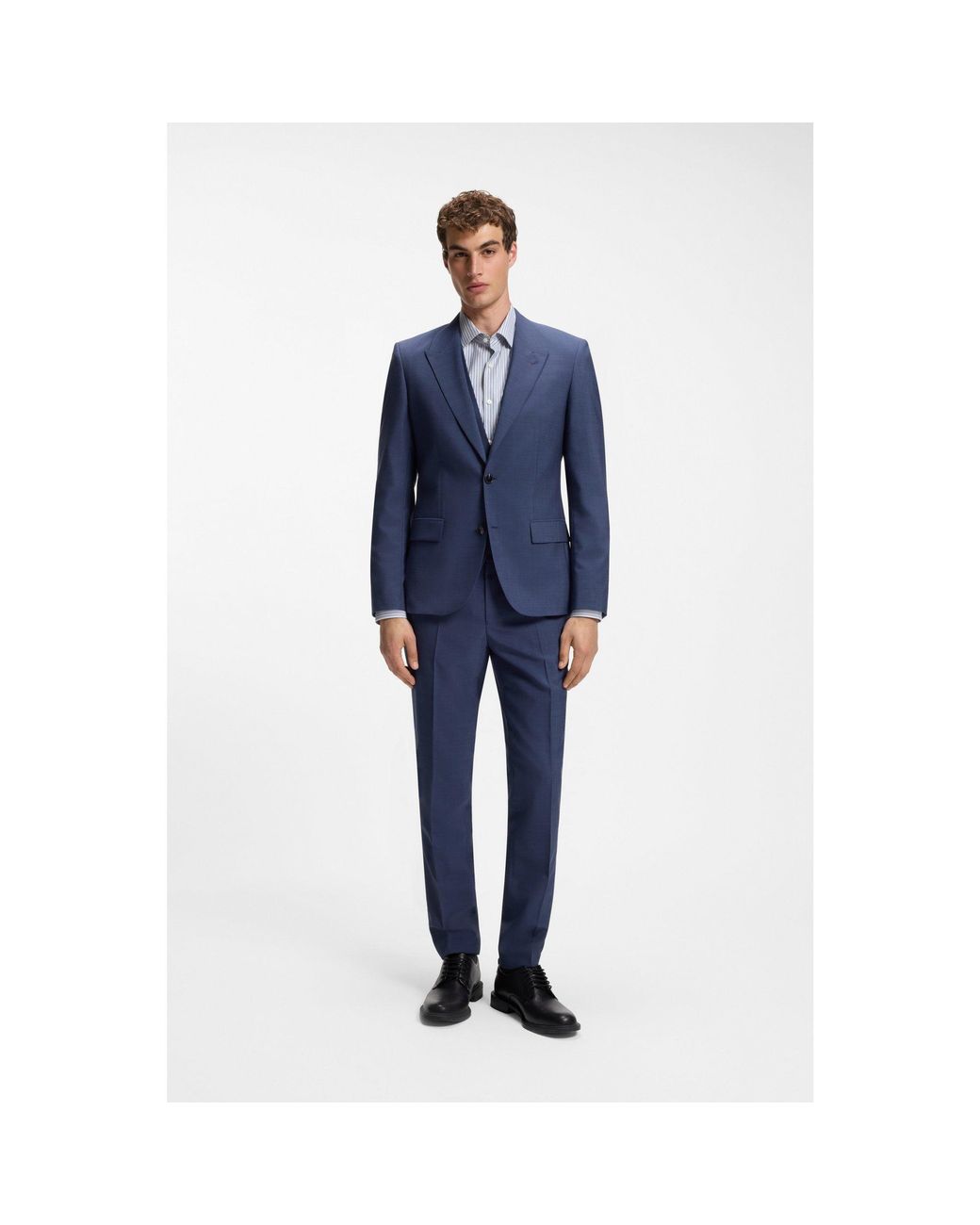 HUGO Blue Three-Piece Slim-Fit Suit for men