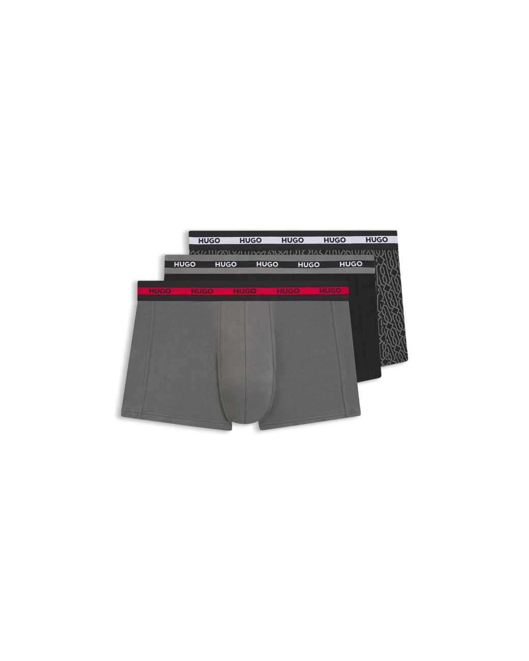 HUGO Gray Three-Pack Of Trunks for men