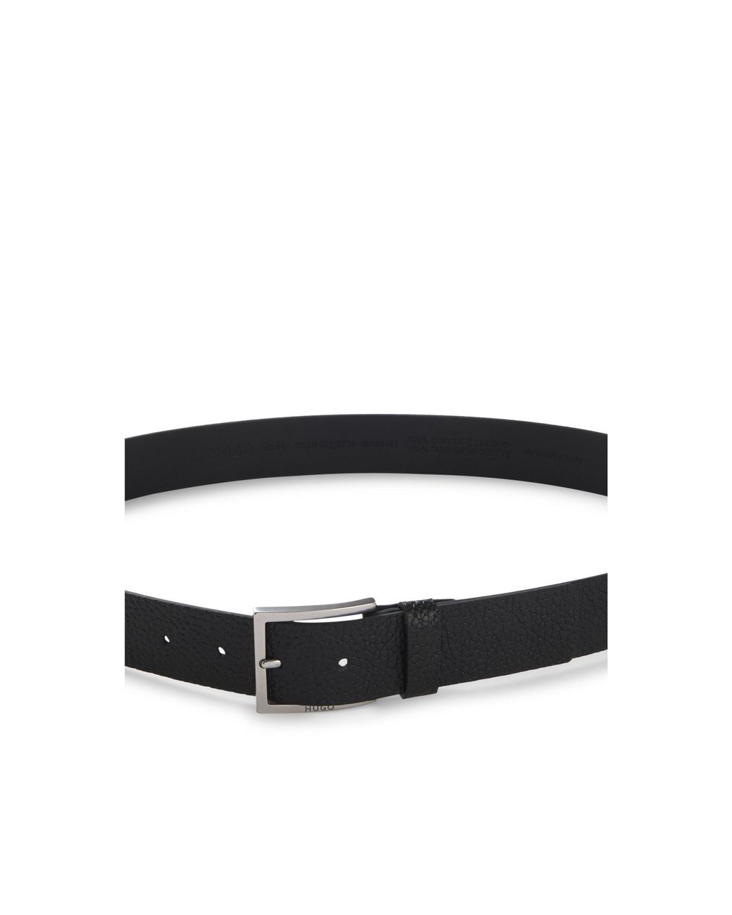 HUGO Black Grained Leather Belt for men