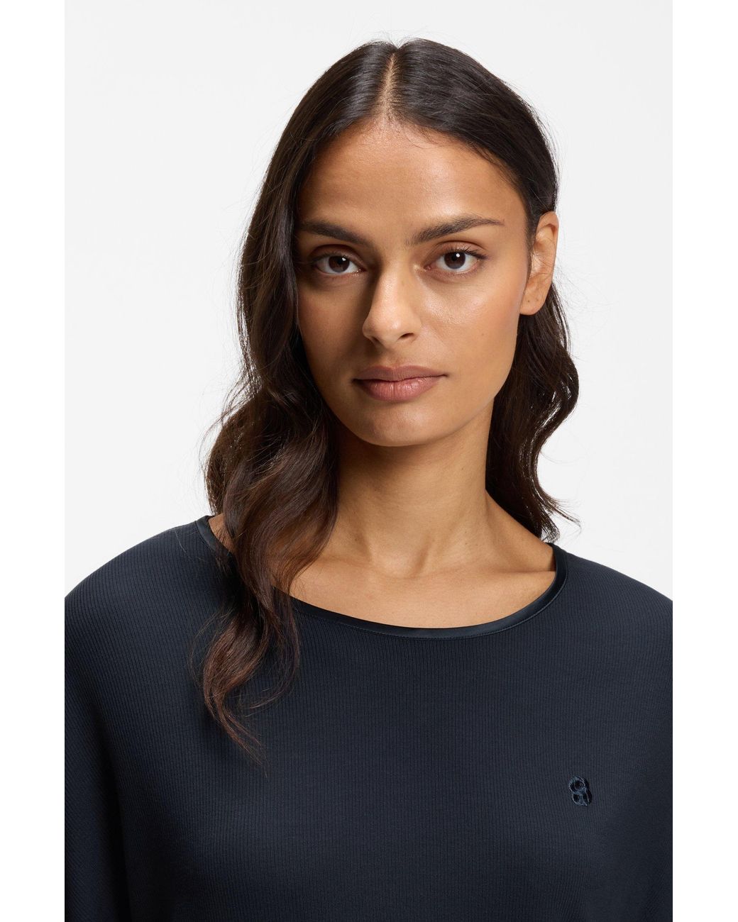 Boss Pyjamatop Van Geribde Jersey Met Double B-Monogram in het Blue