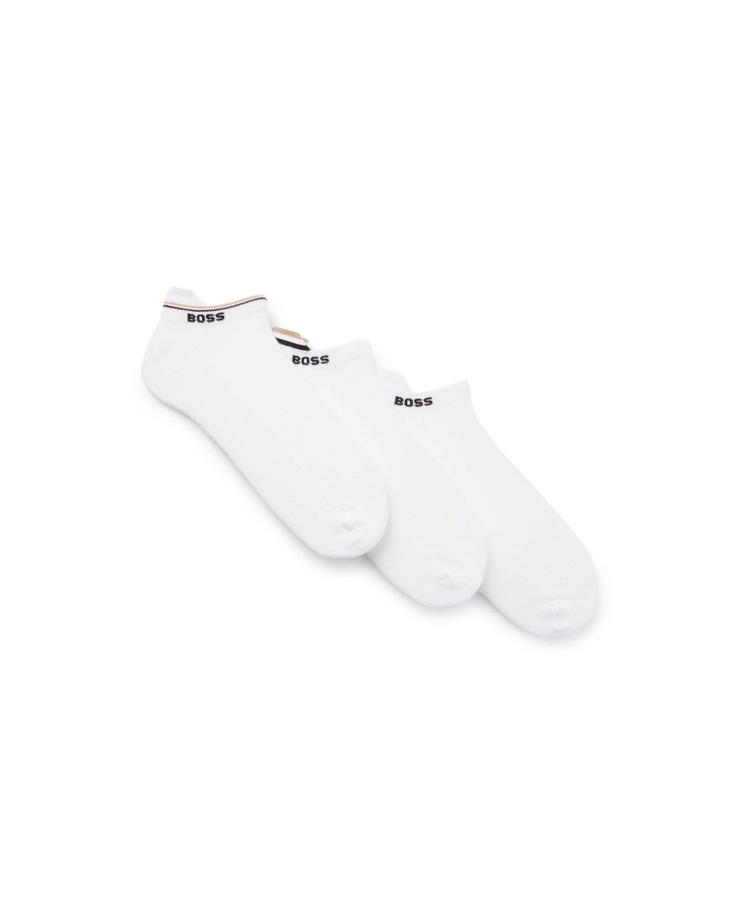 Boss White Three-Pack Ankle Socks With Plush Sole for men