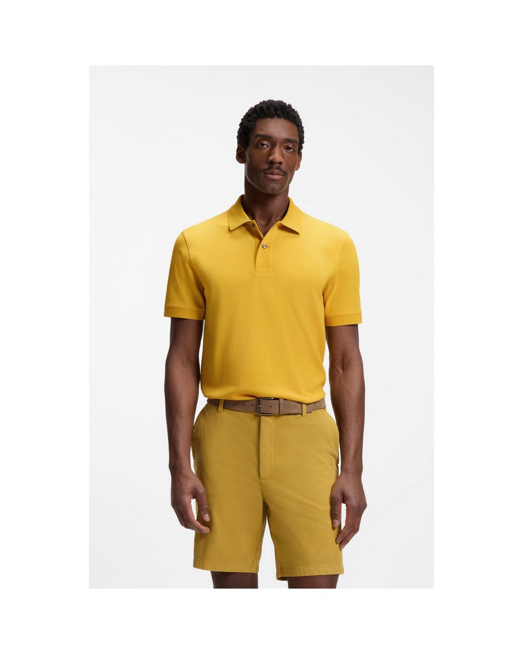 Boss Yellow Pallas Cotton Polo Shirt for men