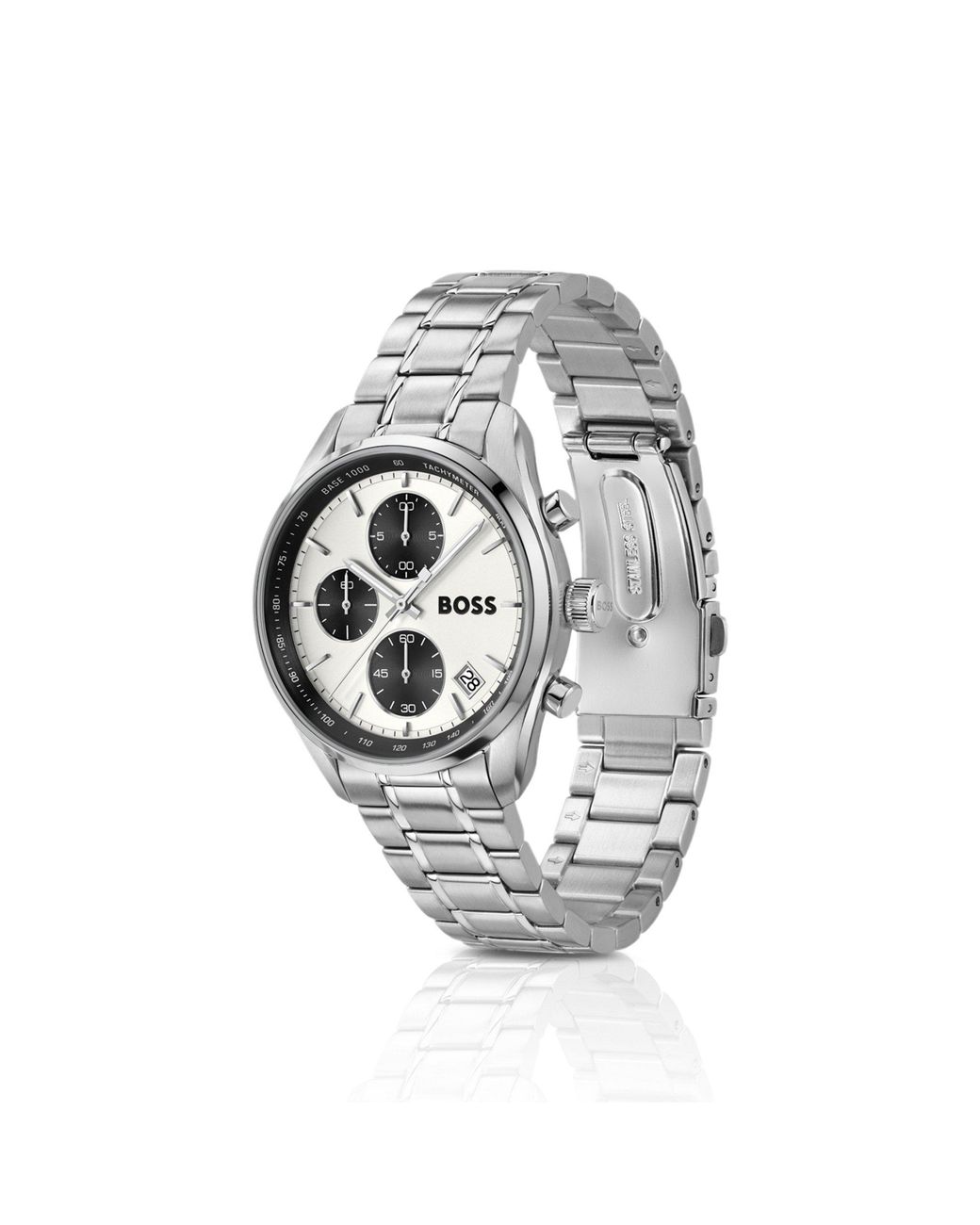 Boss Metallic Grand Prix Stainless-Steel Watch With- Dial for men