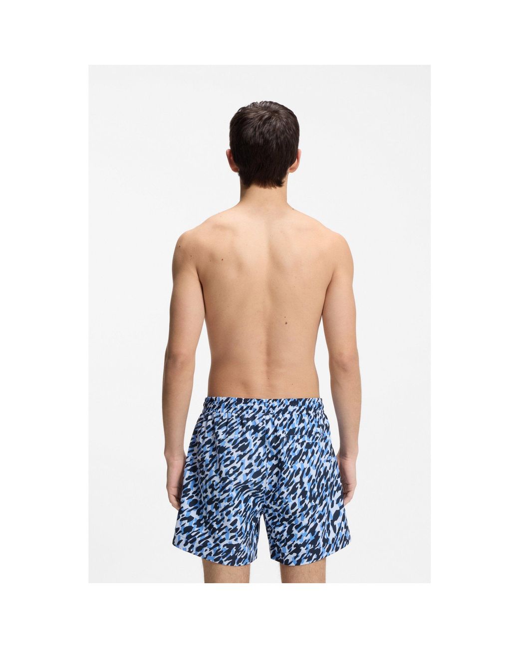 HUGO Blue Quick-Dry Swim Shorts With All-Over Print for men