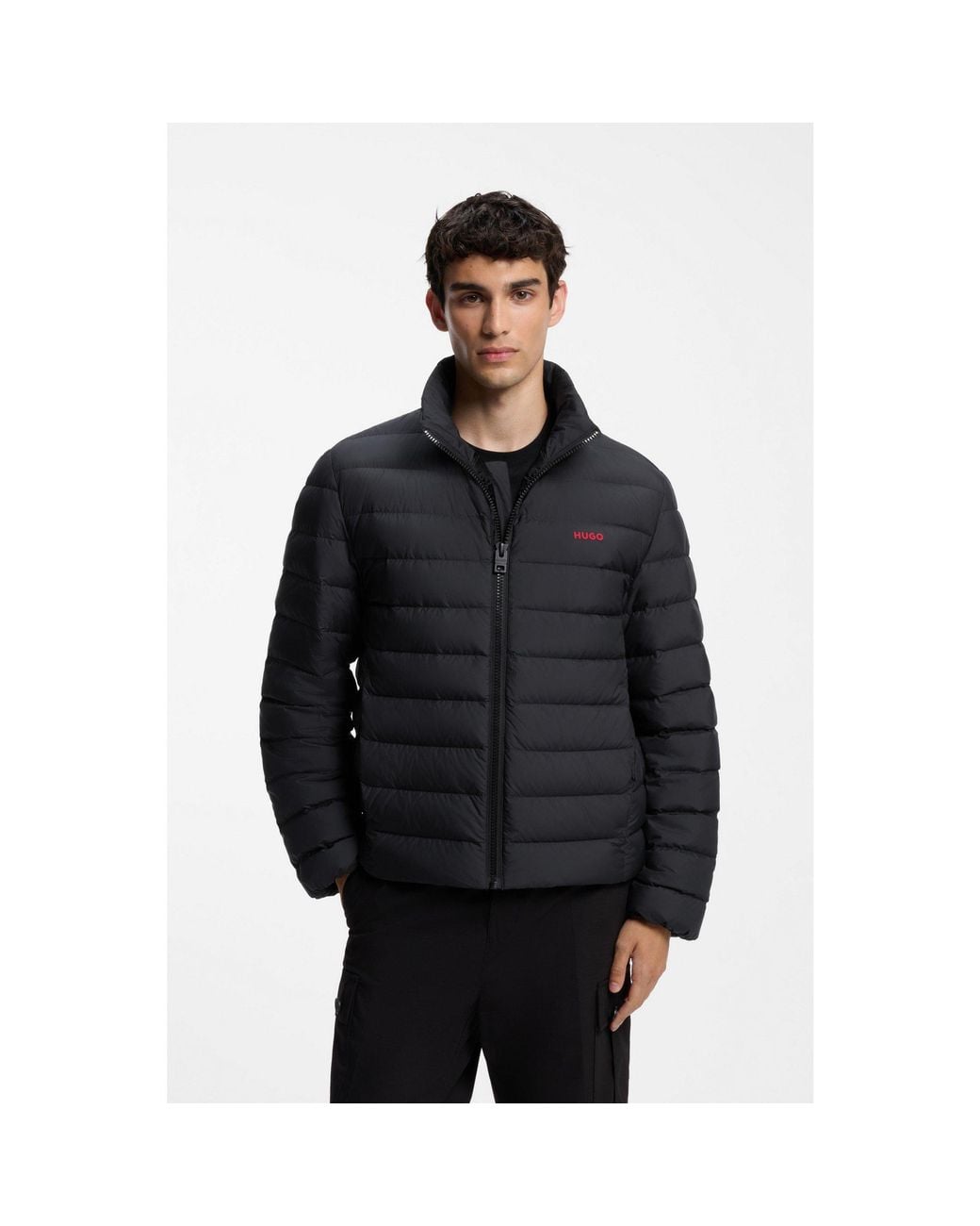 HUGO Black Water-Repellent Down Jacket for men