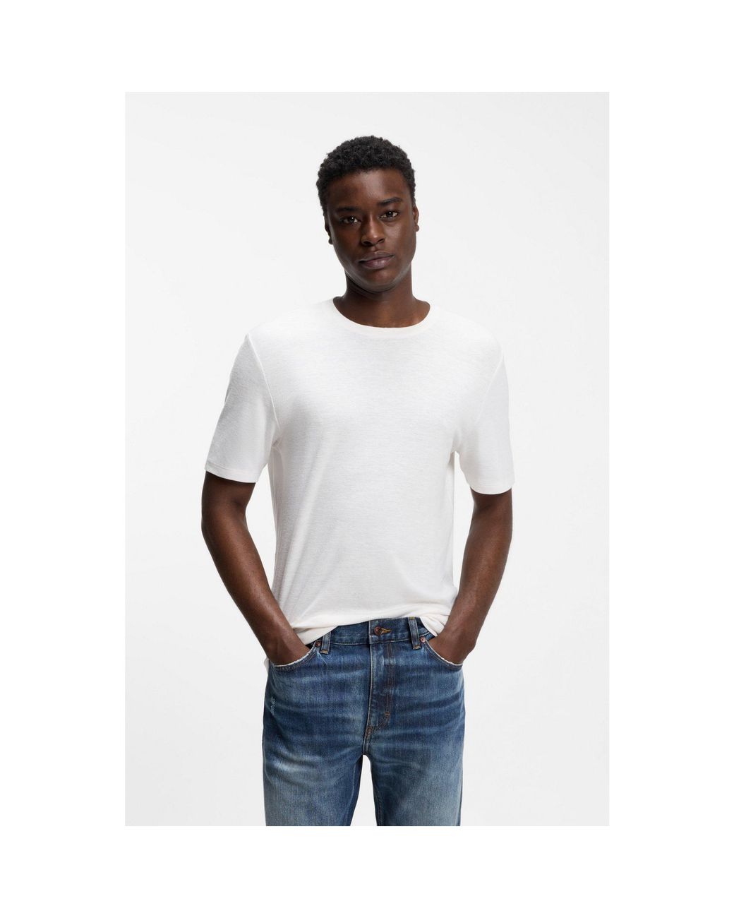 HUGO White Slim-Fit T-Shirt for men