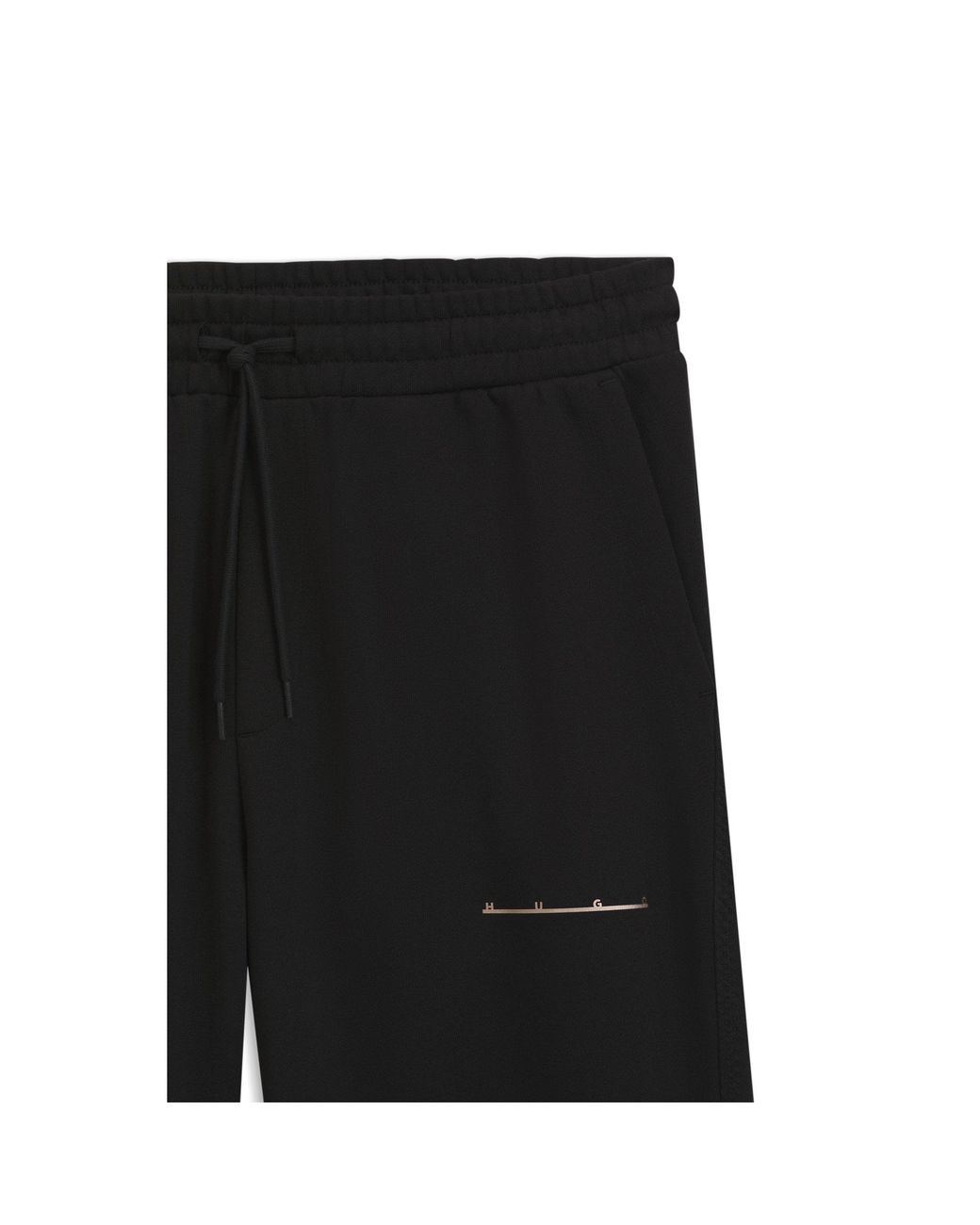 HUGO Black Relaxed-Fit Cotton Trousers With Streetwear Logo for men