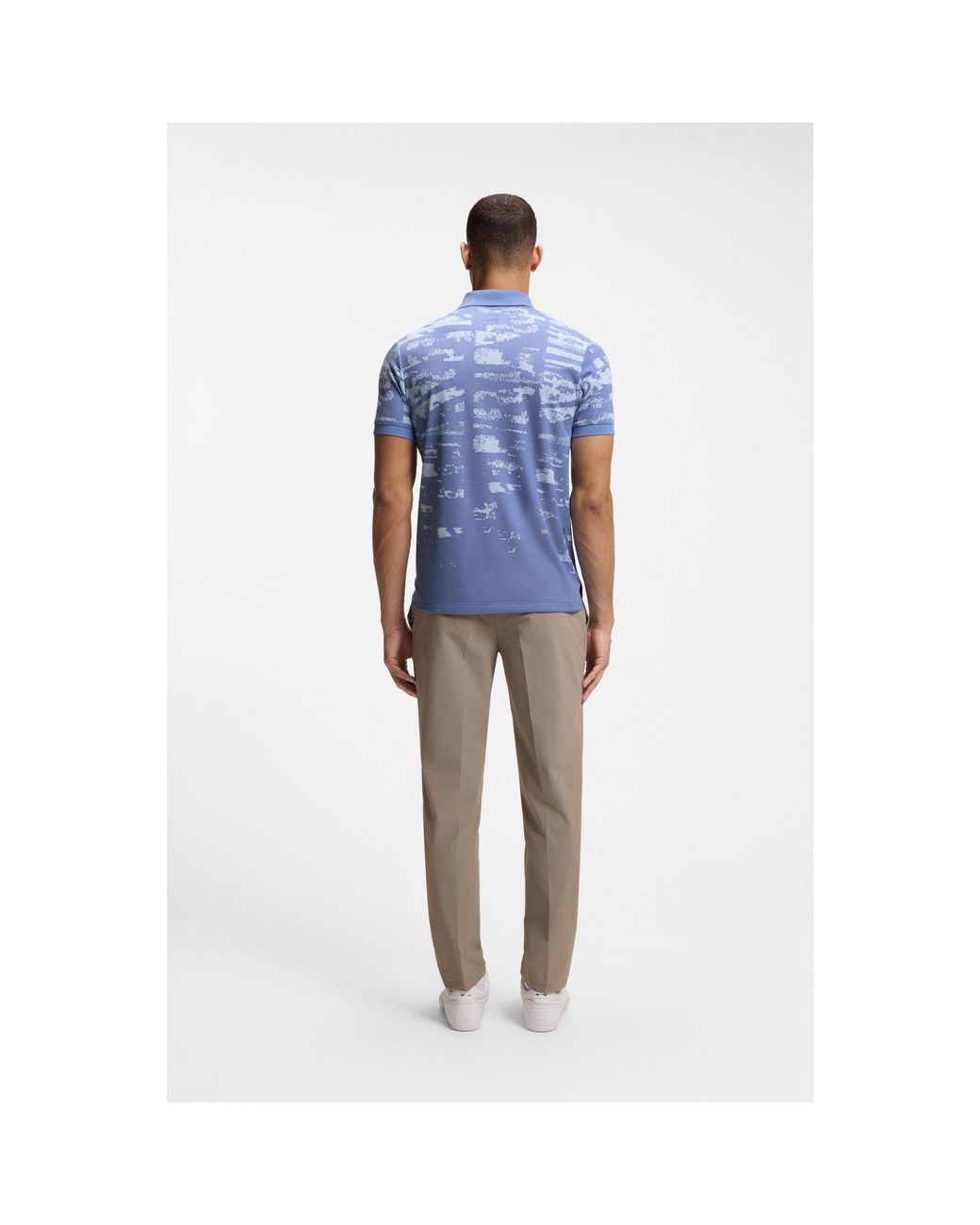 Boss Blue Active Slim-Fit Polo Shirt With Jacquard Pattern for men