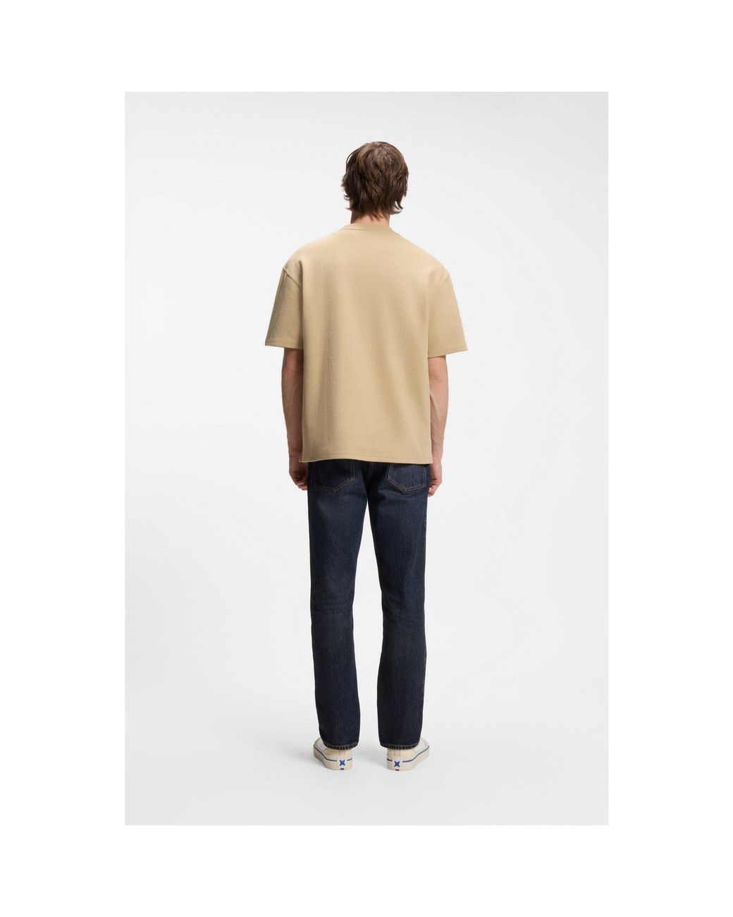 HUGO Natural Cotton-Jersey T-Shirt With Logo Patch for men