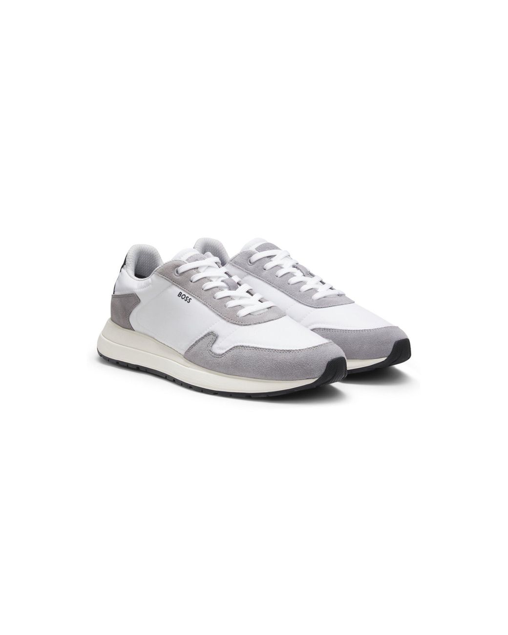 Boss White Lace-Up Trainers for men