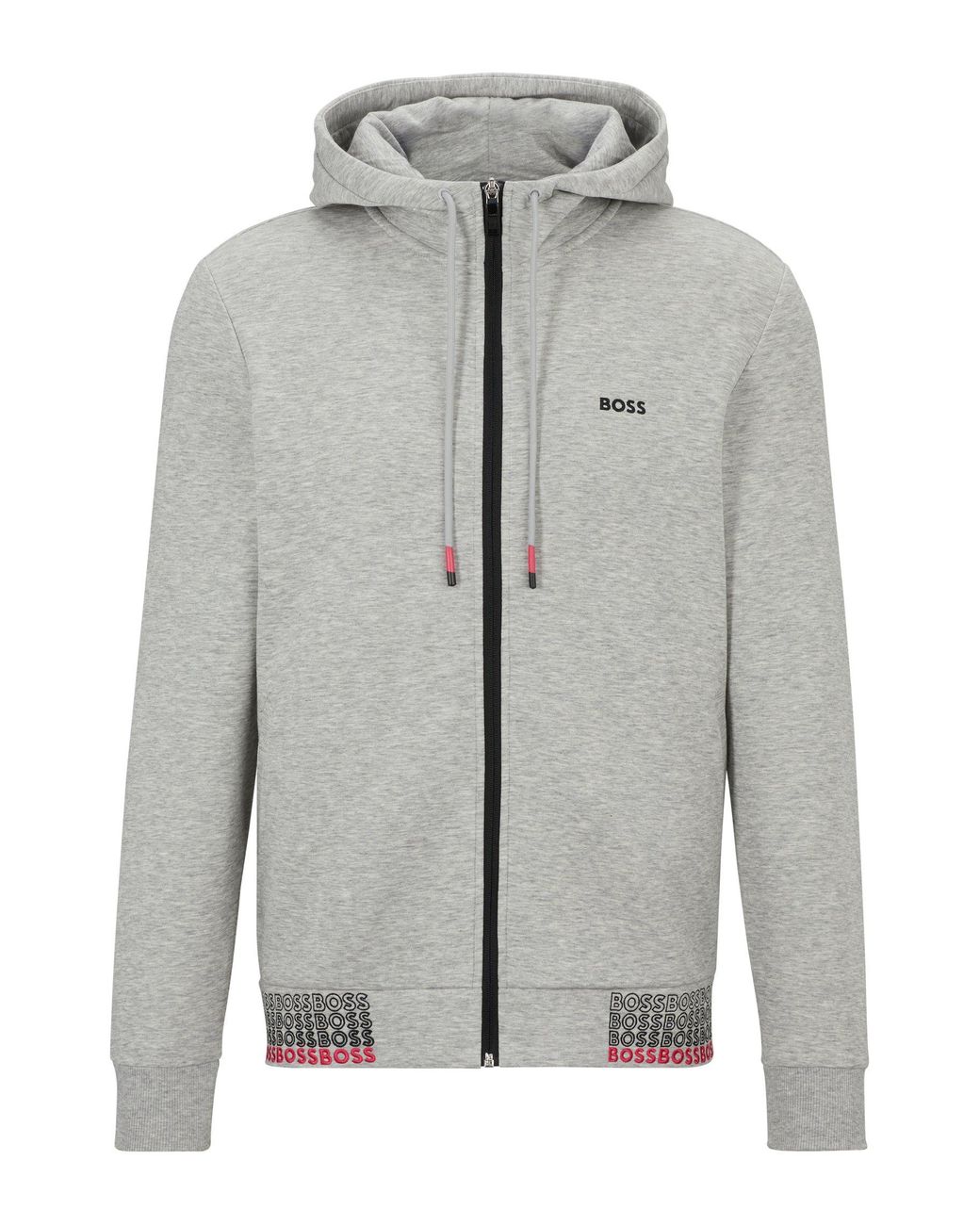 BOSS Zip up Hoodie With Multi coloured Logos in Grey for Men Lyst Canada