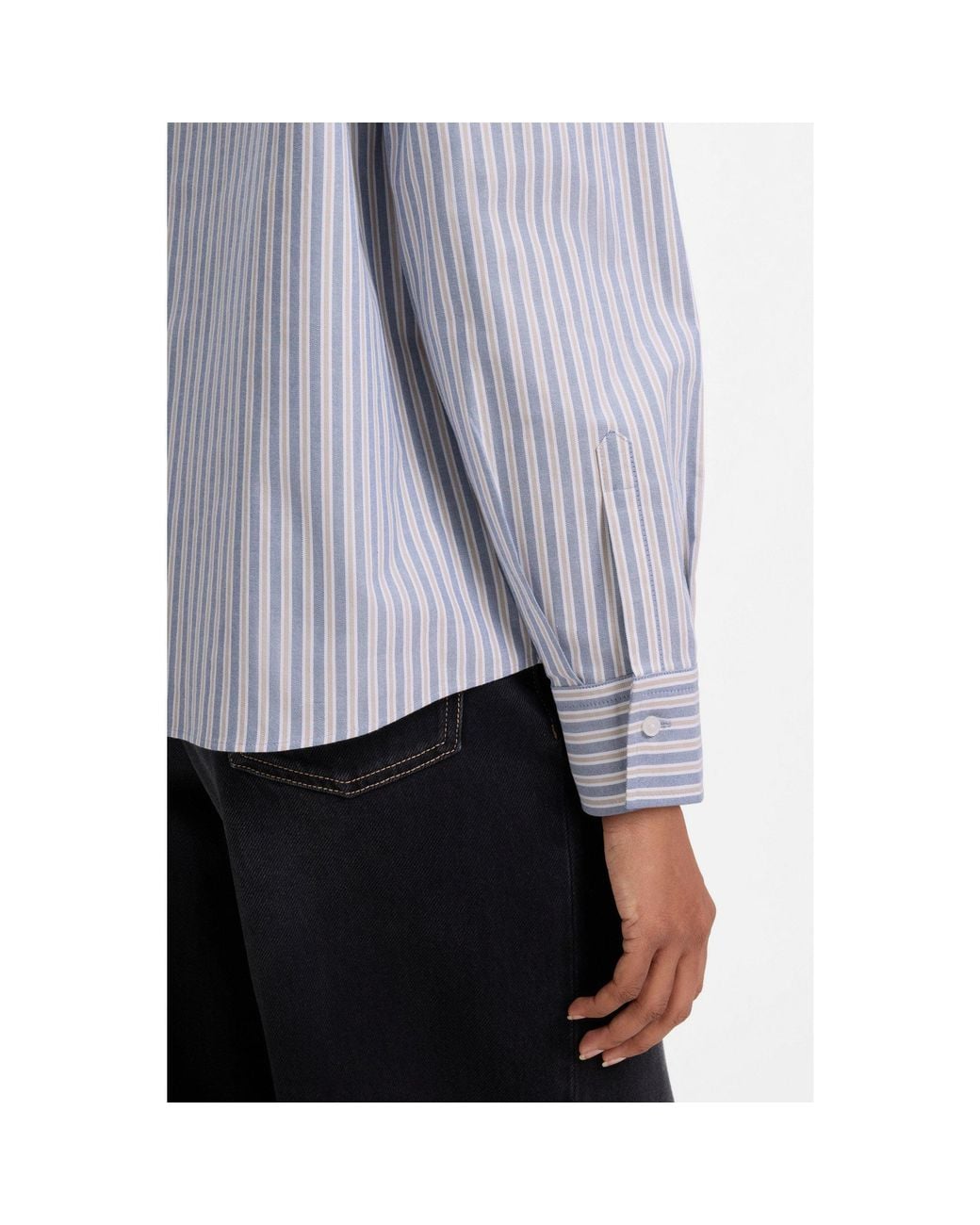 HUGO Gray Striped Cotton Blouse
