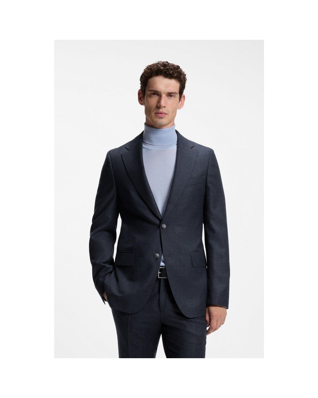 Boss Blue Patterned Slim-Fit Blazer for men