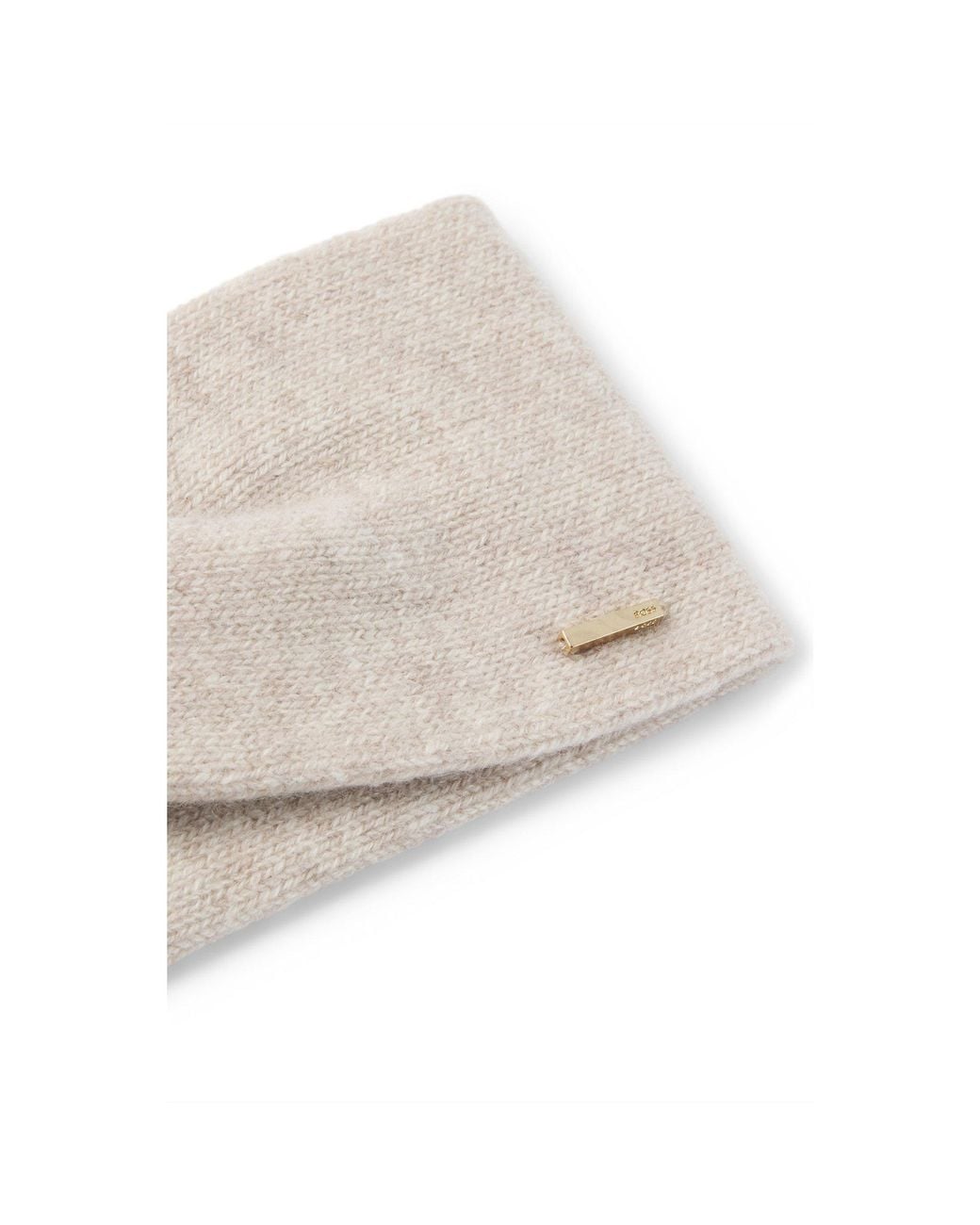 Boss Natural Knitted Cashmere-Blend Headband With Metal Logo