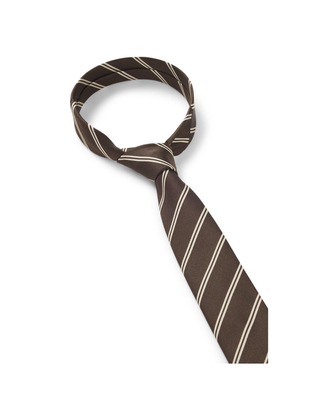 HUGO Brown Modern Silk-Blend Tie With A Stripe Motif for men