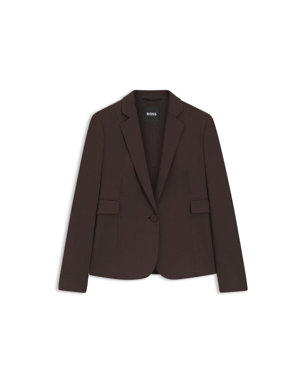 Boss Brown Slim-Fit Blazer With Angled Darts