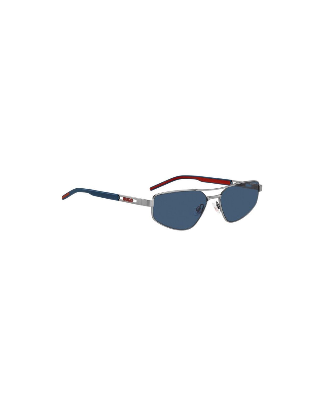HUGO Blue Double-Bridge Sunglasses With Cut-Out Logo for men