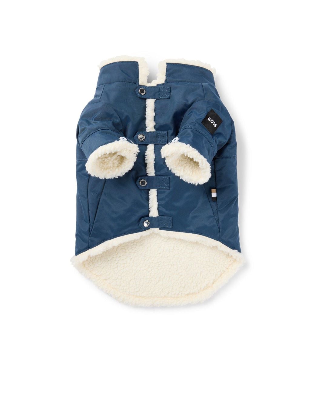 Boss Blue Dog Parka Jacket With Contrast Logo