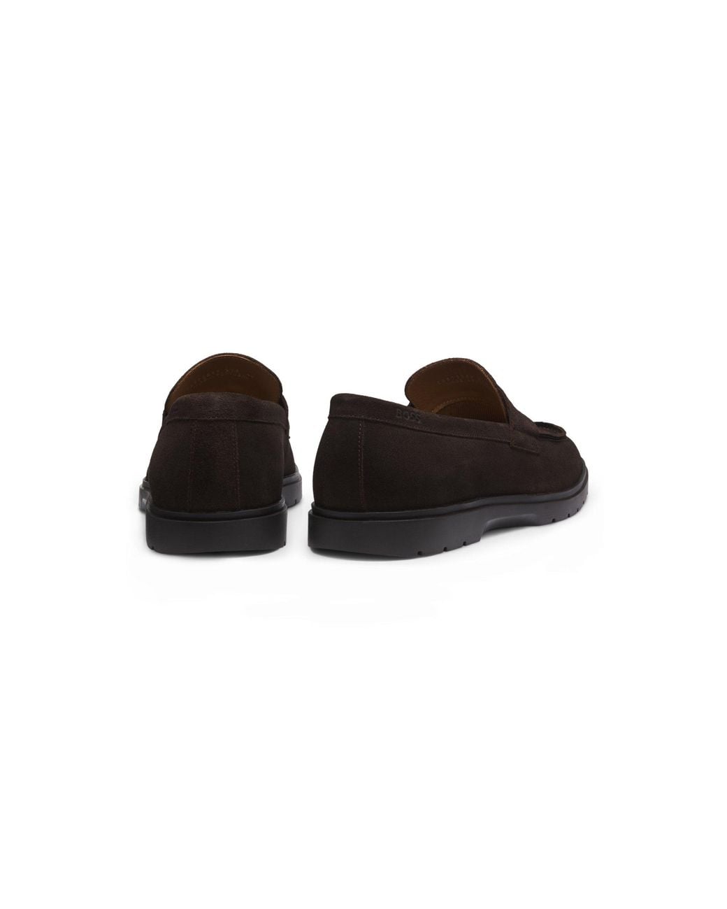 Boss Black Penny-Trim Suede Loafers for men