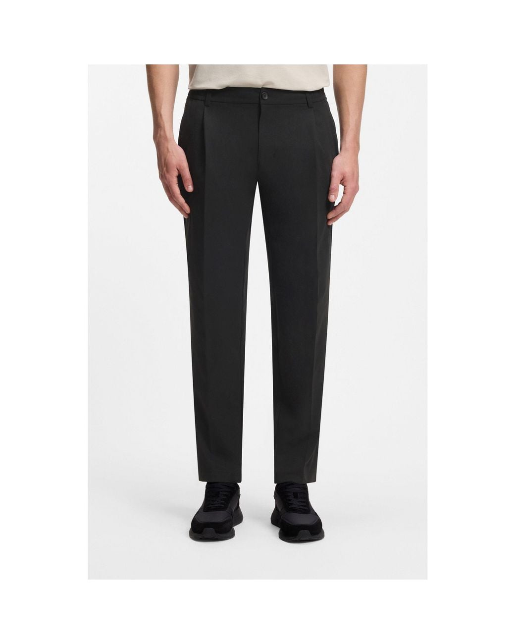 Boss Black Relaxed-Fit Trousers With Front Pleats for men