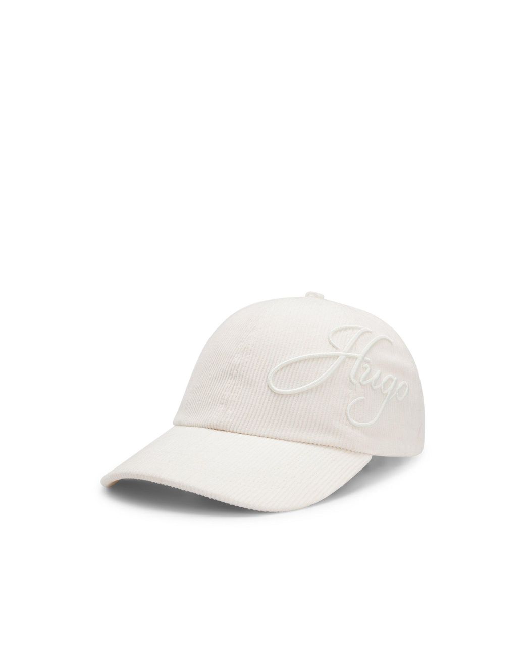 HUGO White Cotton-Corduroy Cap With Logo Embroidery