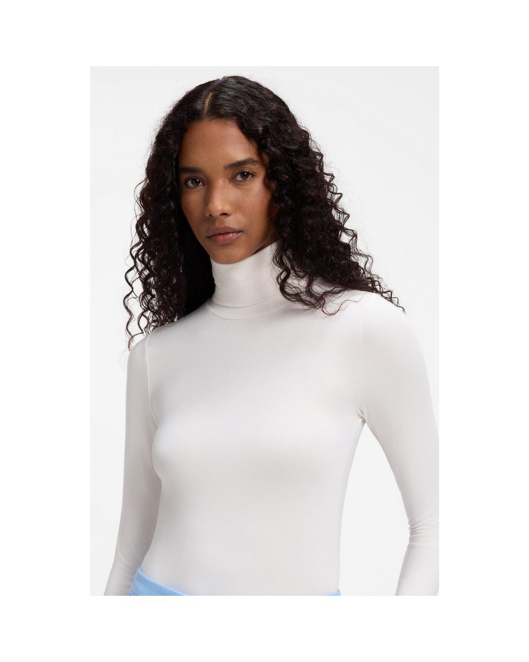 HUGO White Slim-Fit Rollneck Top
