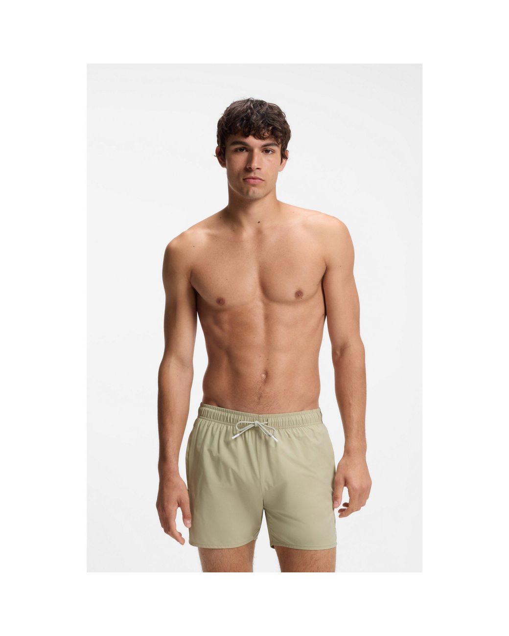 Boss Green Swim Shorts With Signature Stripe And Logo for men