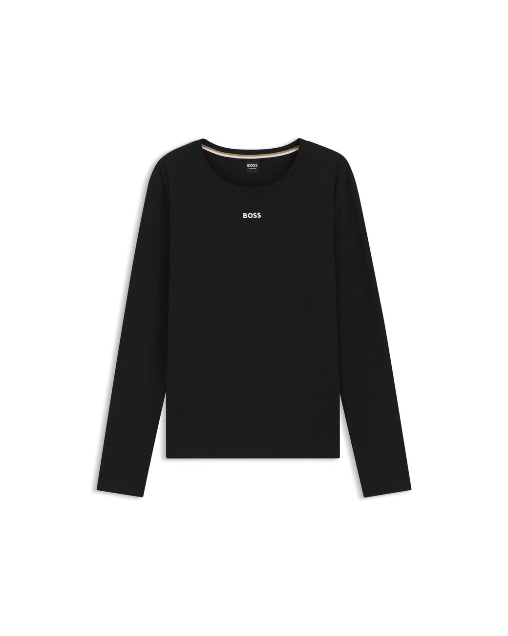 Boss Black Stretch-Cotton Pyjama Top With Logo Print
