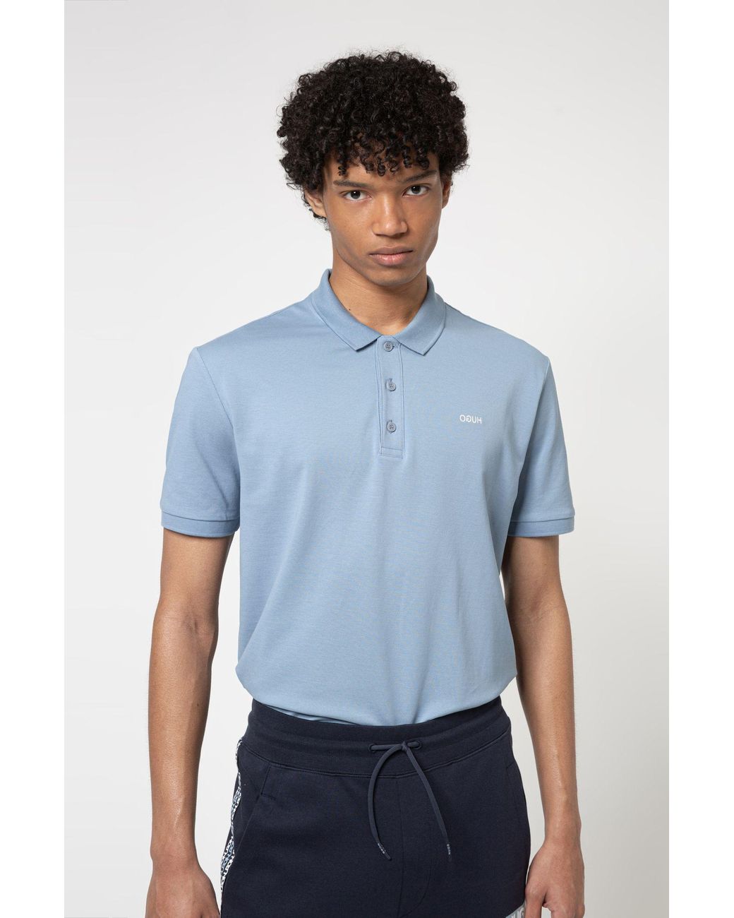 BOSS by Hugo Boss Cotton Polo Shirt With Embroidered Reversed Logo in