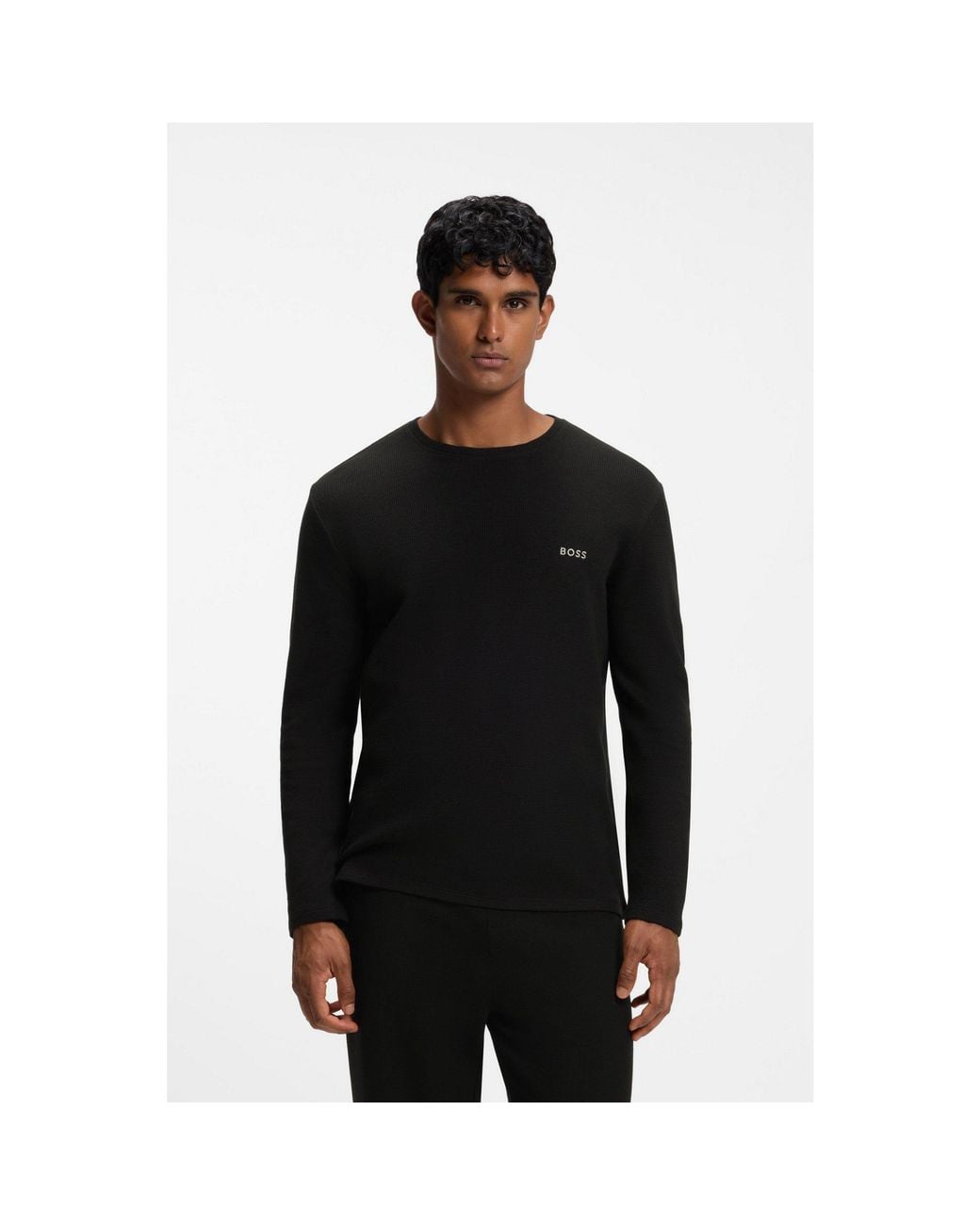 Boss Black Ottoman Pyjama T-Shirt With Embroidered Logo for men