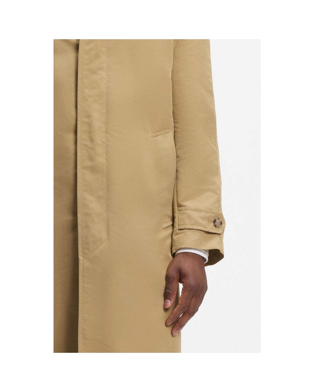 Boss Metallic Water-Repellent Coat With Concealed Closure for men