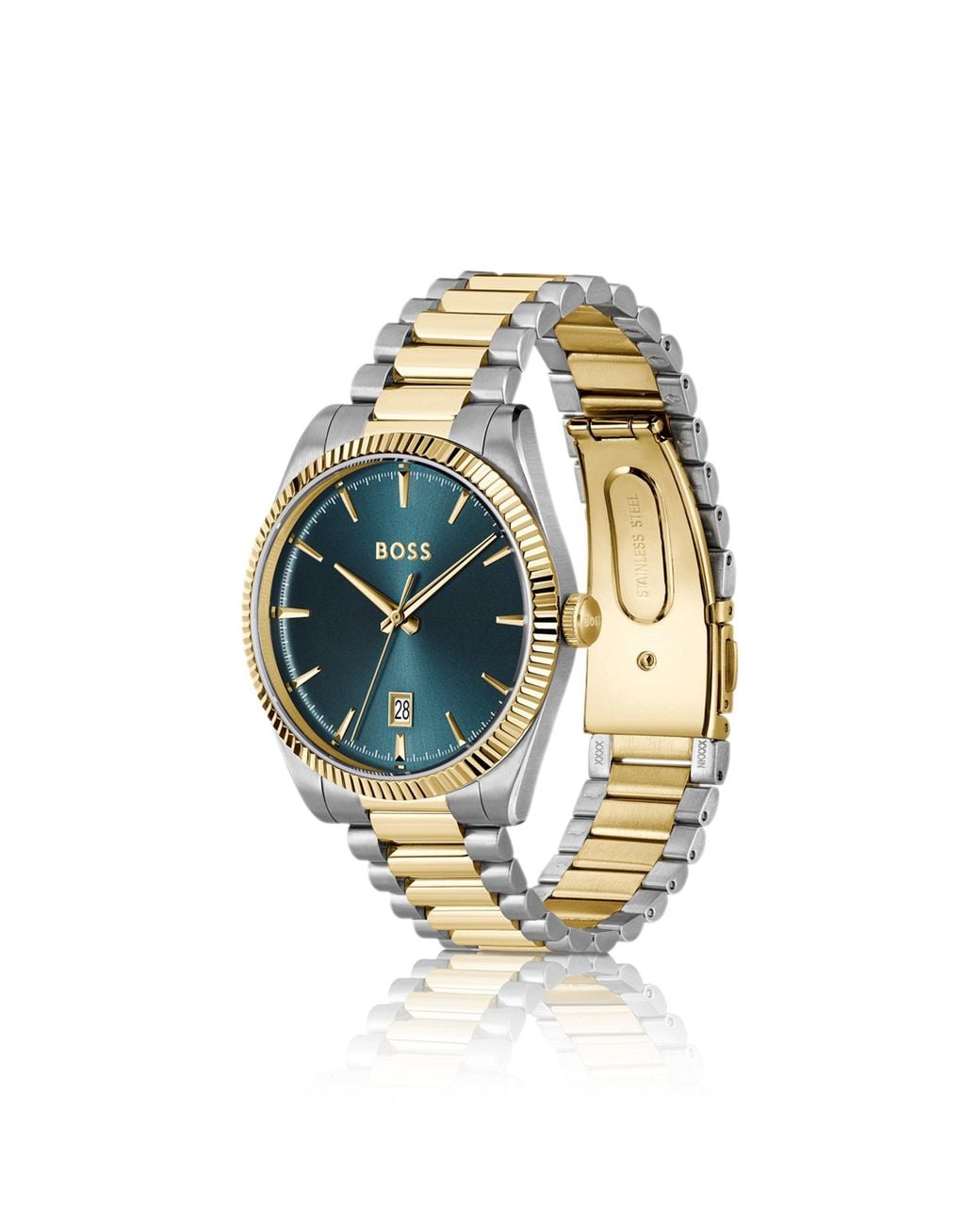 Boss Metallic Cheswick Two-Tone Watch With Fluted Bezel for men